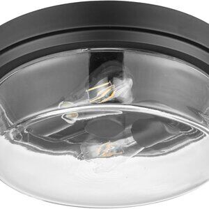 Prominence Home Madalyn 13" Bronze Flush Mount Clear Square Glass Drum Ceiling L